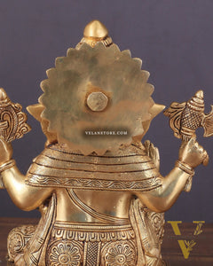 Exquisite Brass Lord Ganesha statue 11 inch with enhanced carvings