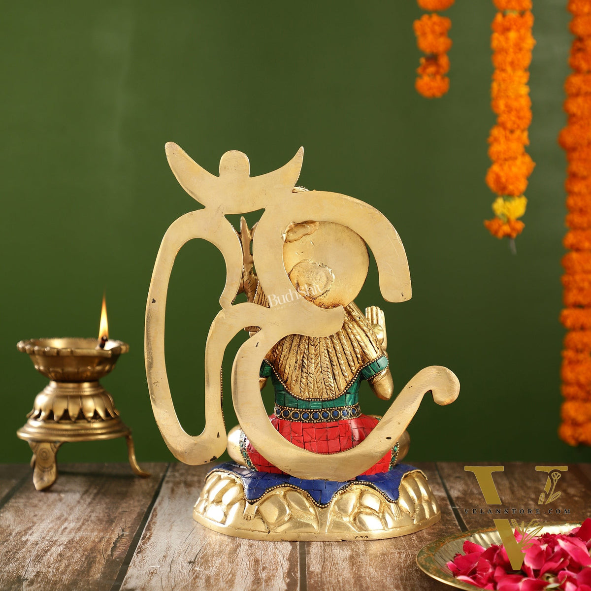 Exquisite Brass Lord Shiva Statue with Meenakari Stonework | 12" Height