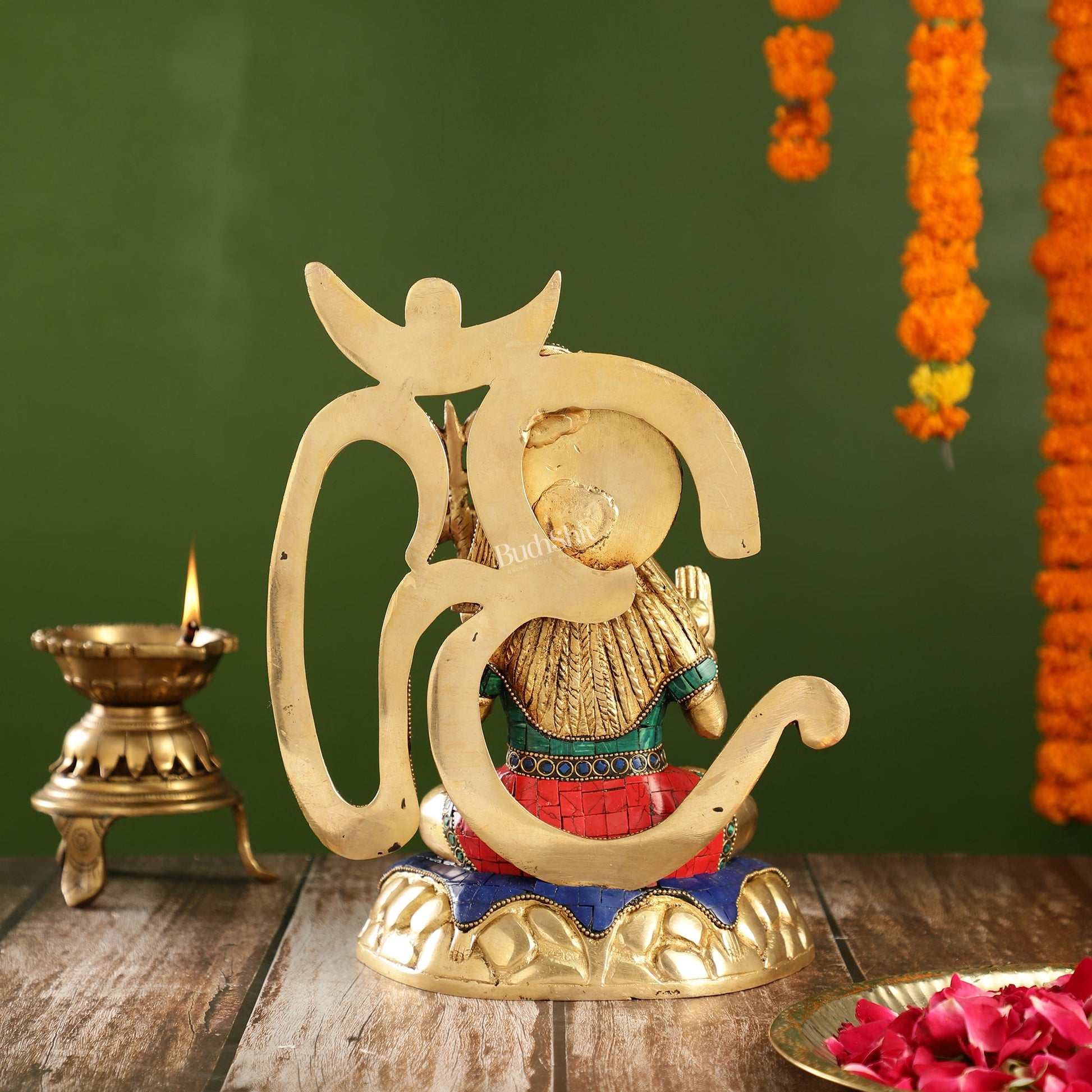 Exquisite Brass Lord Shiva Statue with Meenakari Stonework | 12" Height