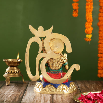 Exquisite Brass Lord Shiva Statue with Meenakari Stonework | 12" Height