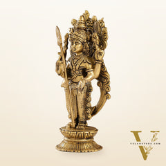 Exquisite Brass Murugan Swamy Idol | Kumaraswamy Kartikeya Statue - 10 Inch