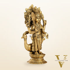 Exquisite Brass Murugan Swamy Idol | Kumaraswamy Kartikeya Statue - 10 Inch