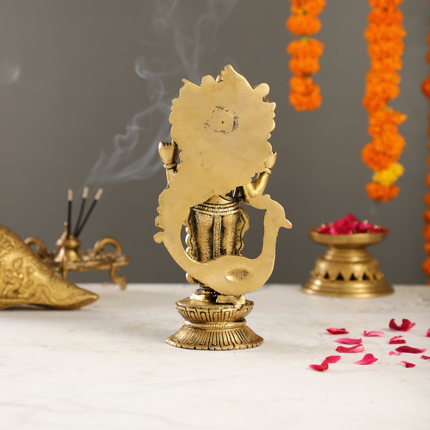 Exquisite Brass Murugan Swamy Idol | Kumaraswamy Kartikeya Statue - 10 Inch