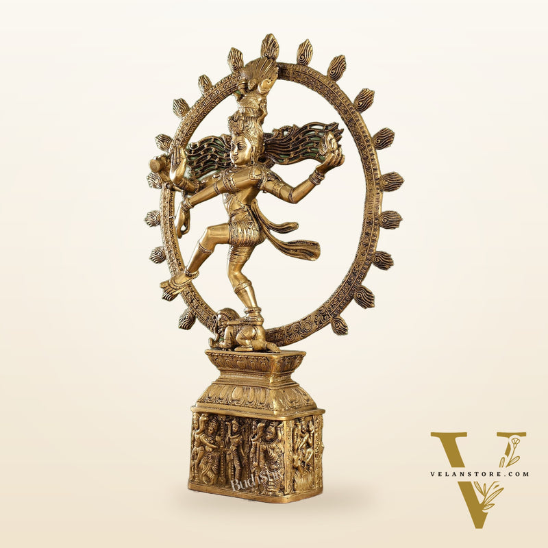 Exquisite Brass Nataraja Statue | 23" Height | Handcrafted Dancing Shiva