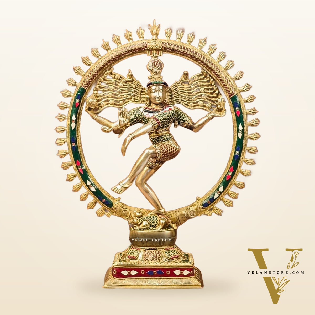 Exquisite Brass Nataraja Statue with Brass Ring - Handcrafted Masterpiece 21"
