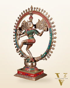 Exquisite Brass Nataraja Statue with Brass Ring - Handcrafted Masterpiece 21"