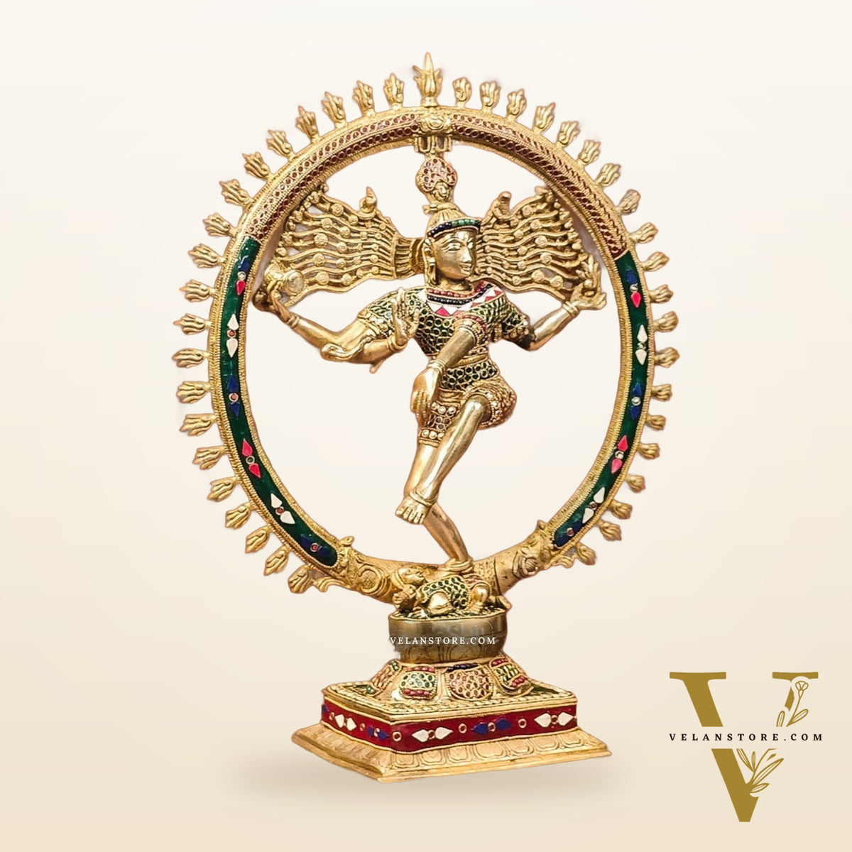 Exquisite Brass Nataraja Statue with Brass Ring - Handcrafted Masterpiece 21"