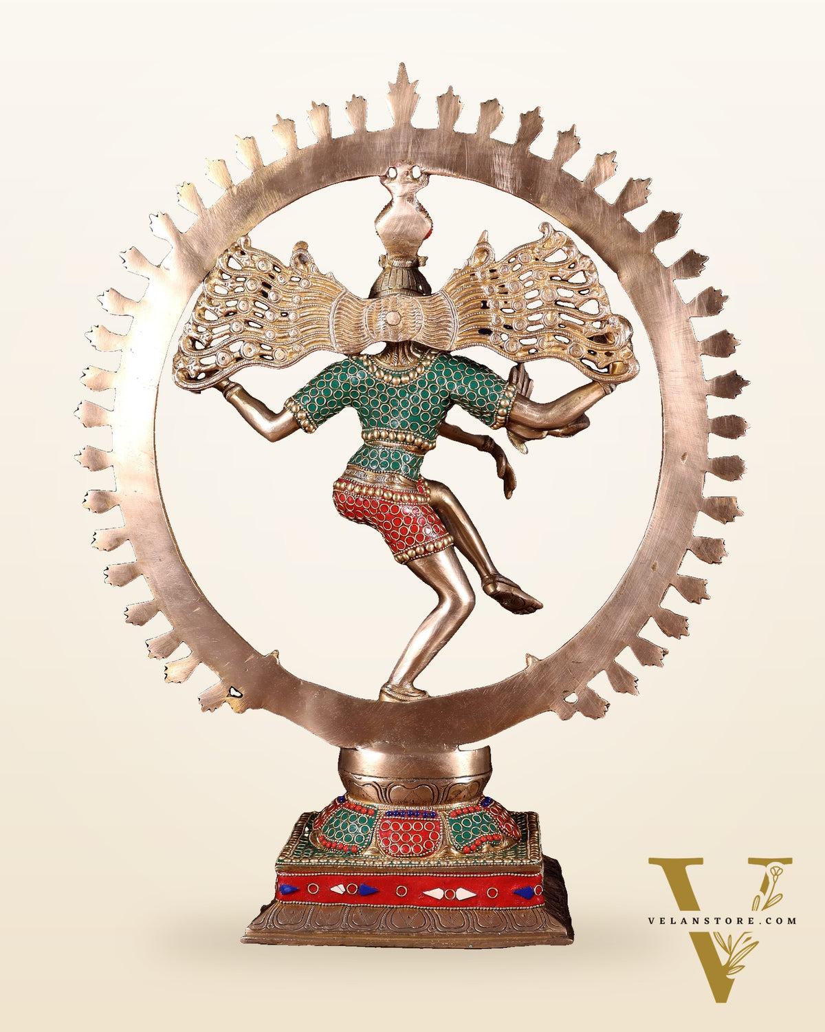 Exquisite Brass Nataraja Statue with Brass Ring - Handcrafted Masterpiece 21"