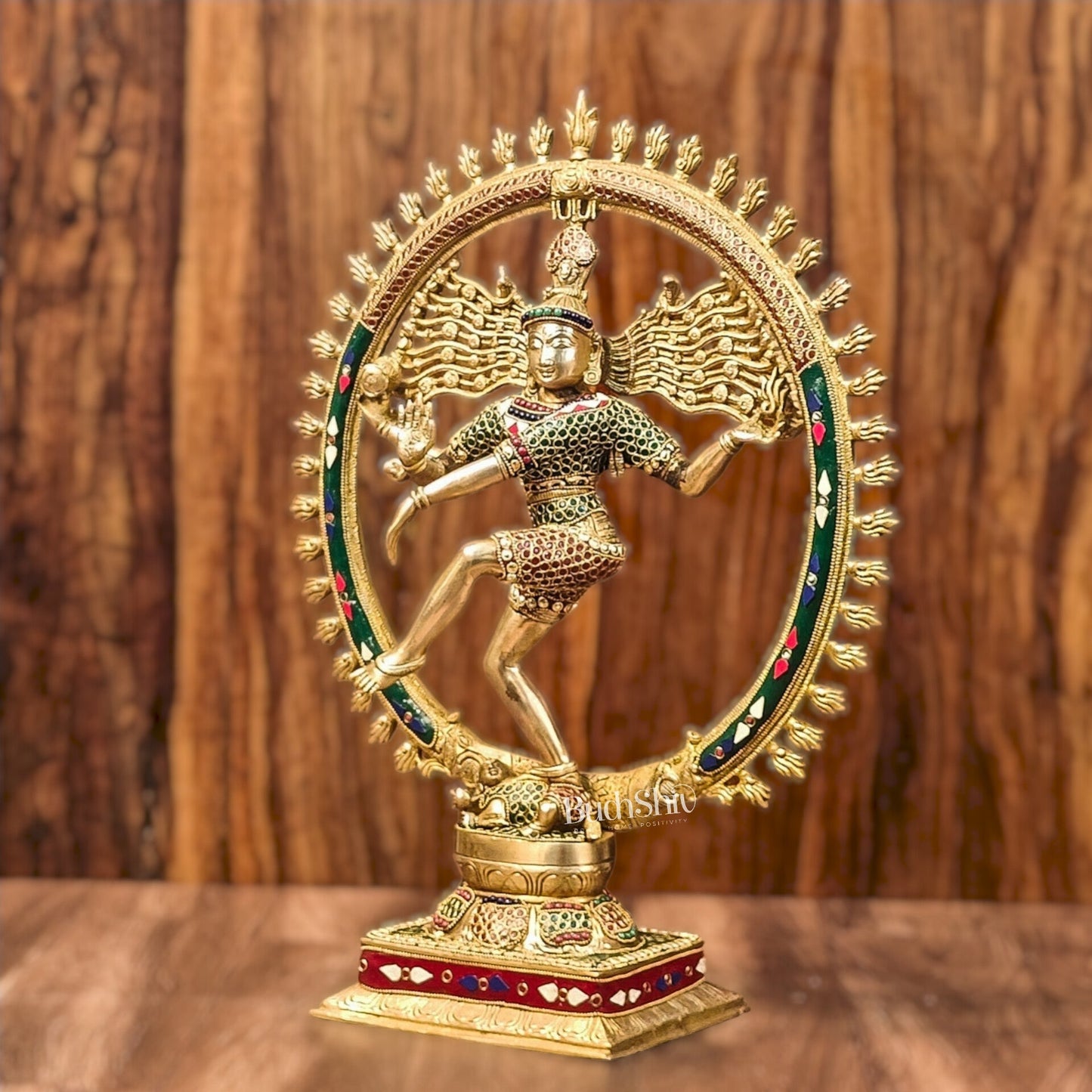 Exquisite Brass Nataraja Statue with Brass Ring - Handcrafted Masterpiece 21"