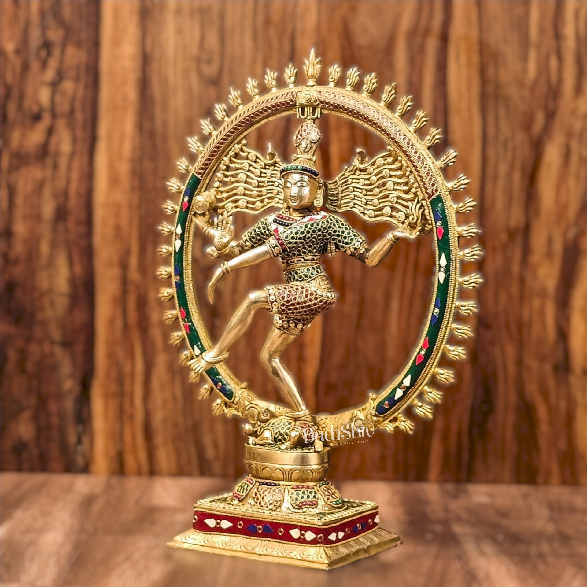 Exquisite Brass Nataraja Statue with Brass Ring - Handcrafted Masterpiece 21"