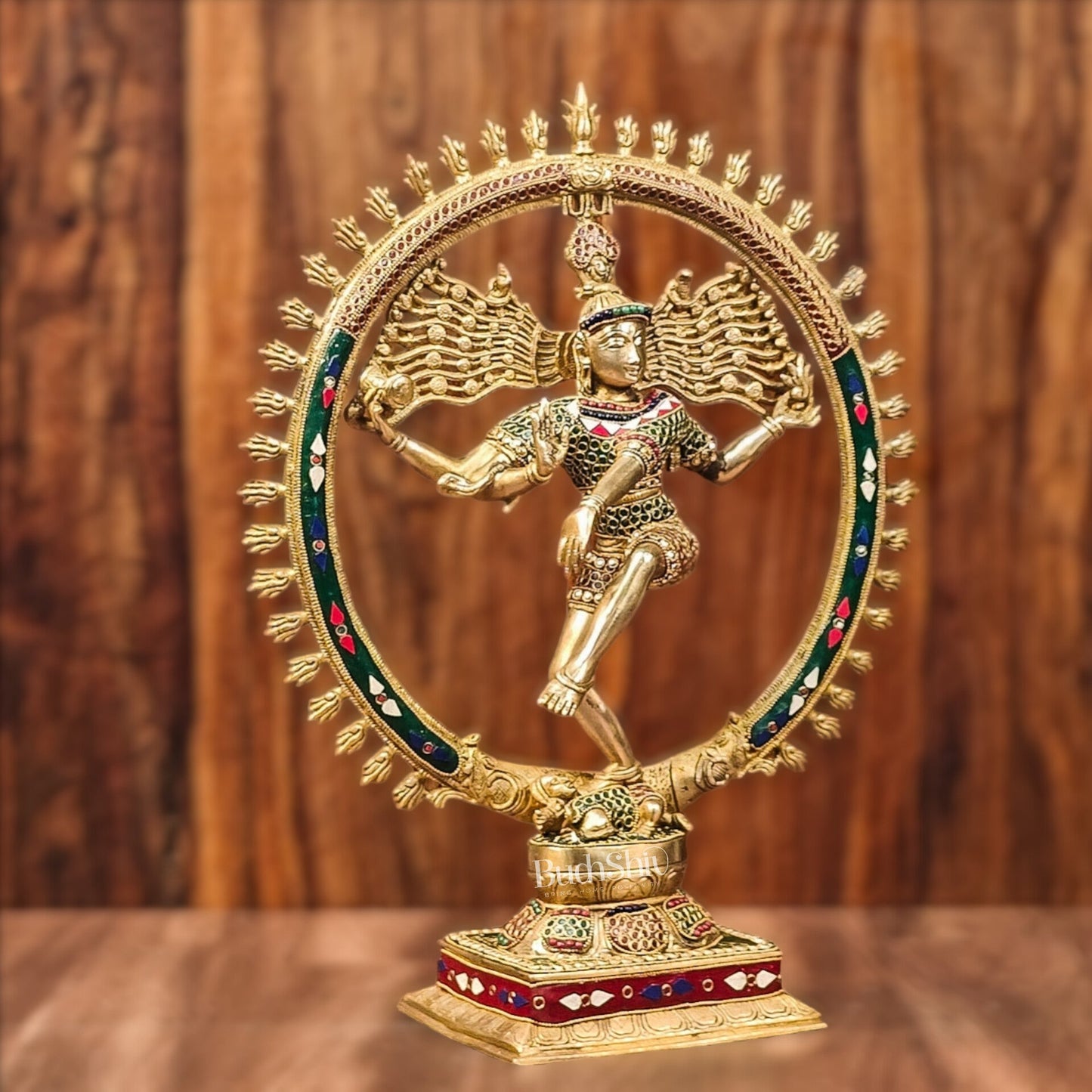 Exquisite Brass Nataraja Statue with Brass Ring - Handcrafted Masterpiece 21"