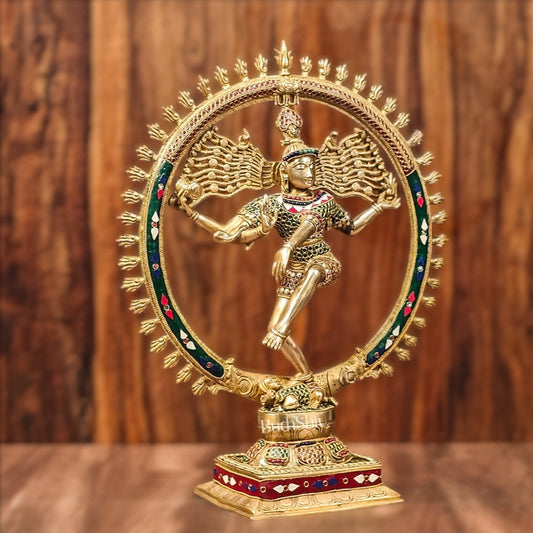 Exquisite Brass Nataraja Statue with Brass Ring - Handcrafted Masterpiece 21"
