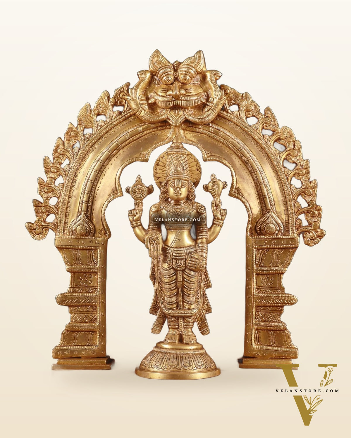 Exquisite Brass Prabhavali Arch Frame & Tirupati Balaji Idol Set 17"