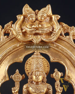 Exquisite Brass Prabhavali Arch Frame & Tirupati Balaji Idol Set 17"