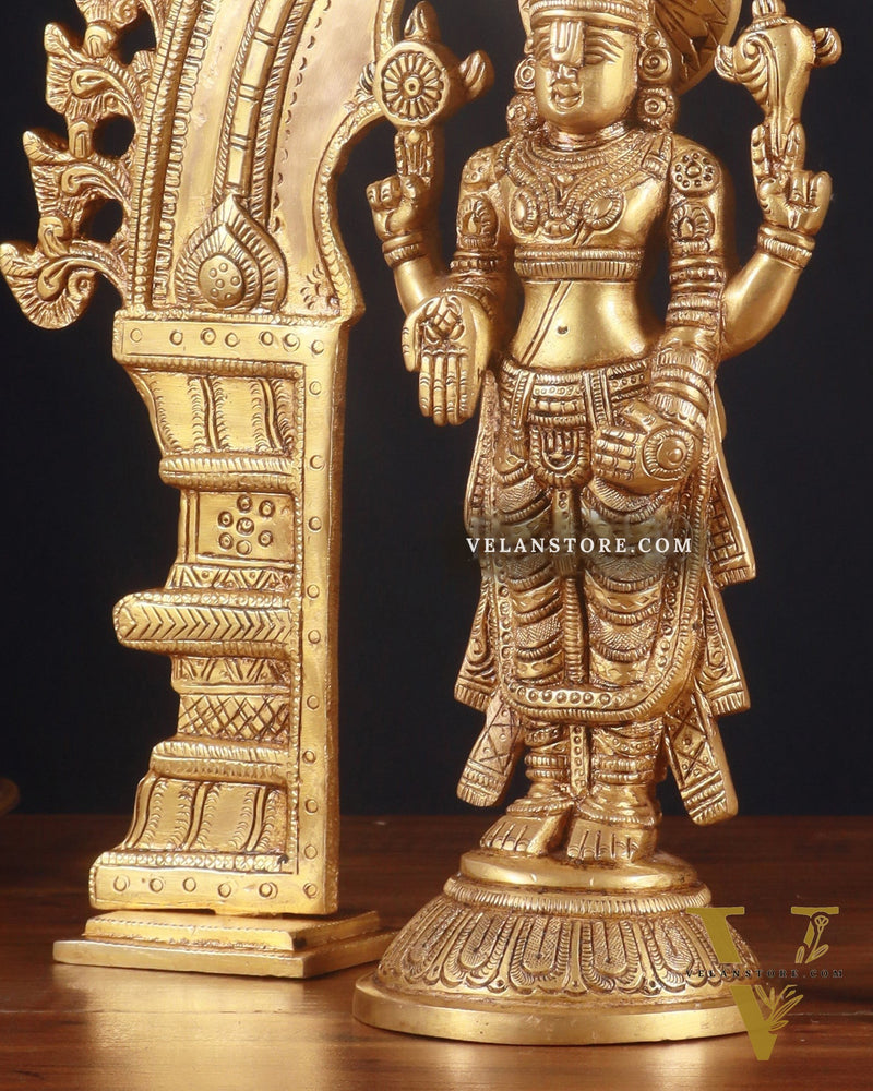 Exquisite Brass Prabhavali Arch Frame & Tirupati Balaji Idol Set 17"