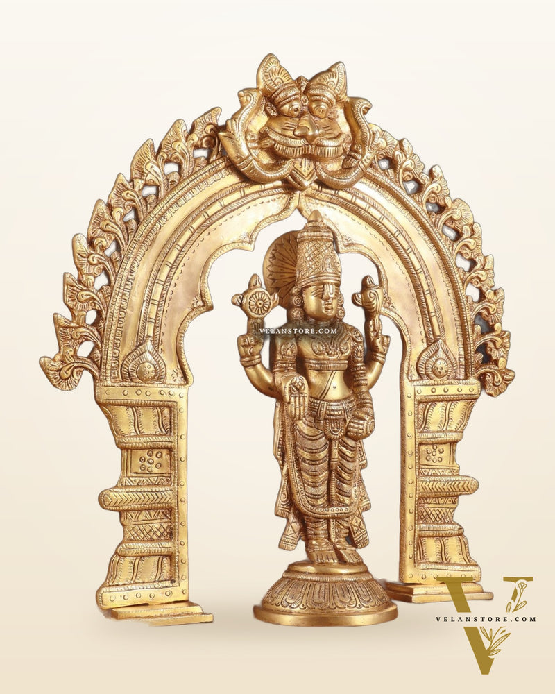 Exquisite Brass Prabhavali Arch Frame & Tirupati Balaji Idol Set 17"