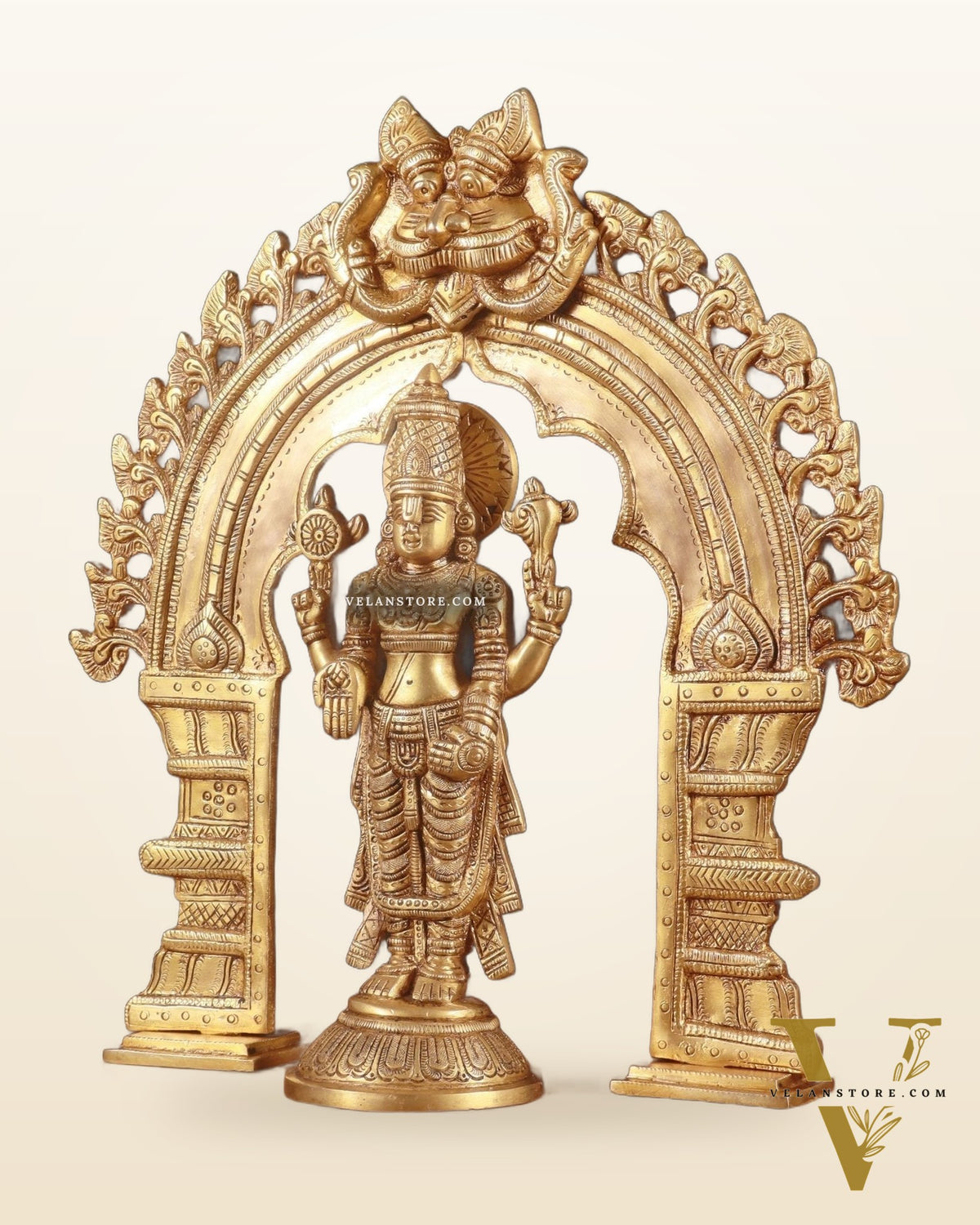 Exquisite Brass Prabhavali Arch Frame & Tirupati Balaji Idol Set 17"