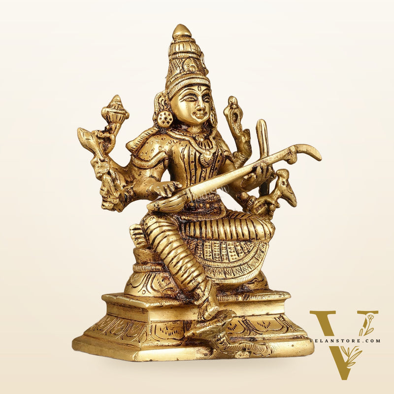 Exquisite Brass Raja Shyamala Devi Matangi Idol - 6.5"