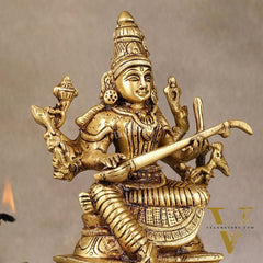 Exquisite Brass Raja Shyamala Devi Matangi Idol - 6.5"