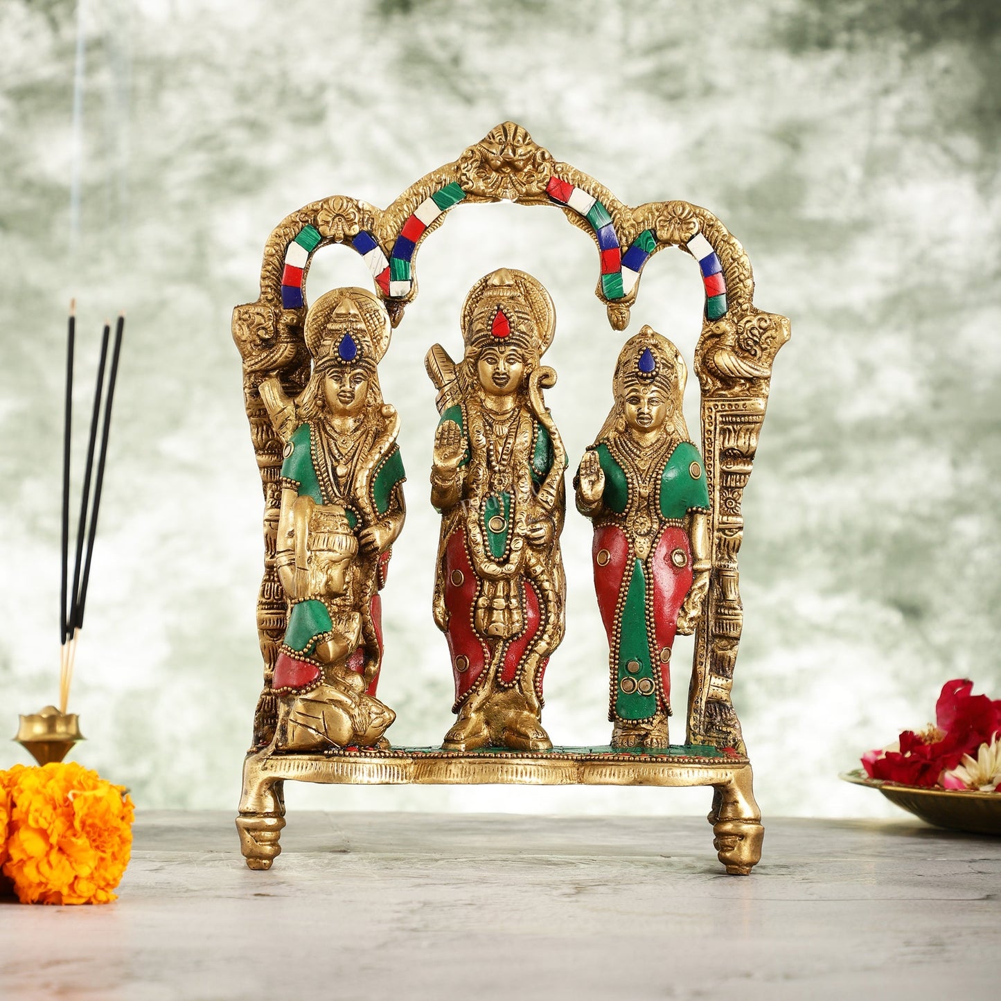 Exquisite Brass Ram Darbar idol 11 Inch