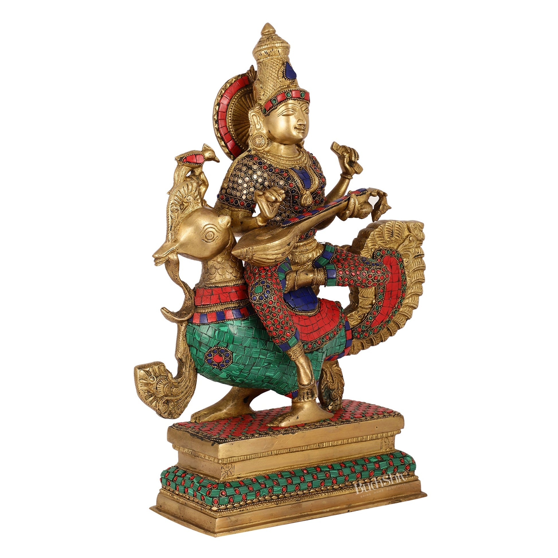 Exquisite Brass Saraswati Statue | 19.5" Height