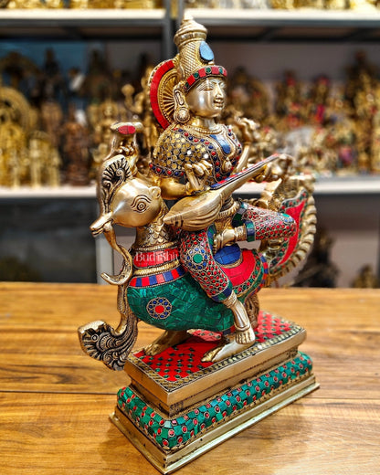 Exquisite Brass Saraswati Statue | 19.5" Height