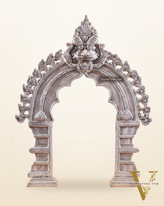 Exquisite Brass Standing Prabhavali Arch Frame 17 inch silver plated