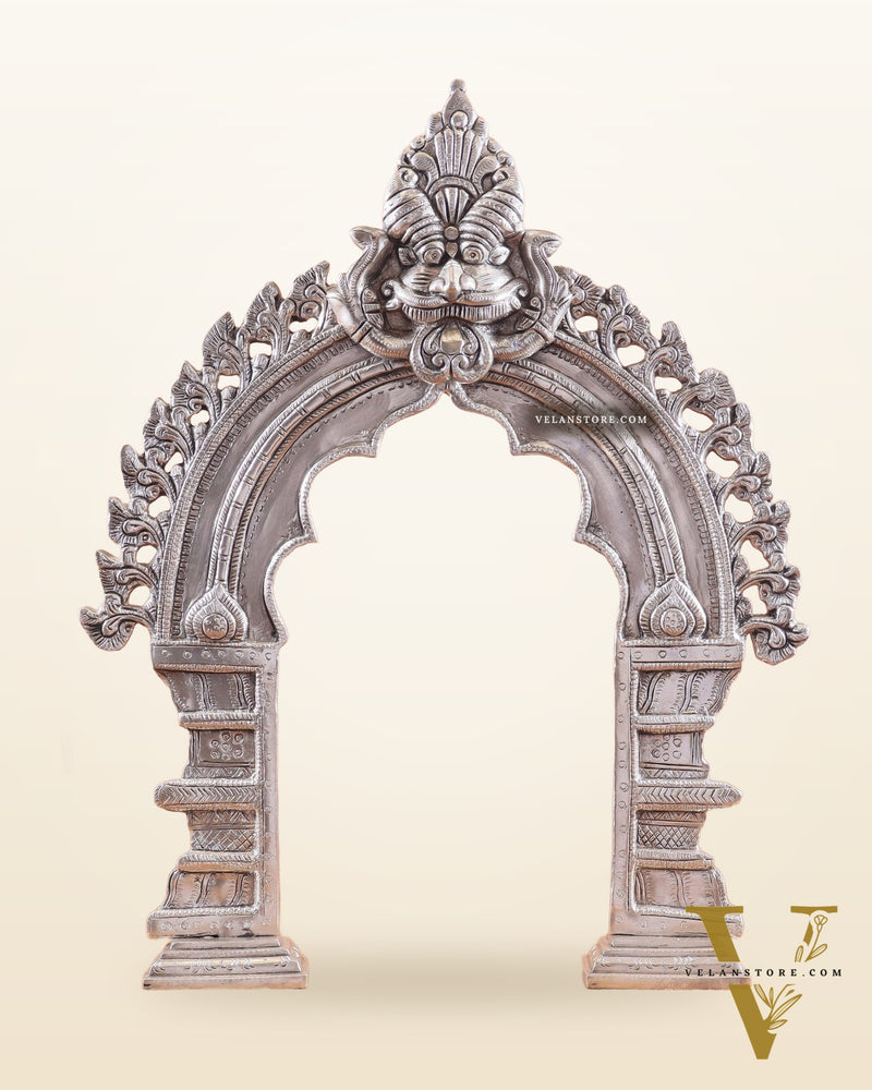 Exquisite Brass Standing Prabhavali Arch Frame 17 inch silver plated
