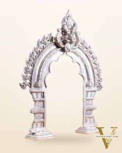Exquisite Brass Standing Prabhavali Arch Frame 17 inch silver plated