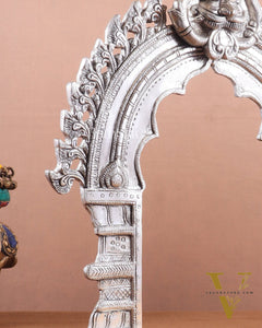 Exquisite Brass Standing Prabhavali Arch Frame 17 inch silver plated