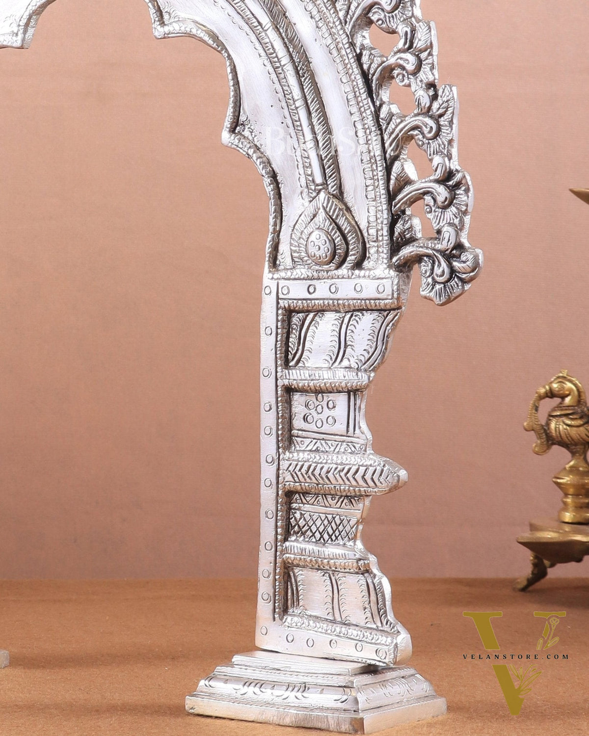 Exquisite Brass Standing Prabhavali Arch Frame 17 inch silver plated