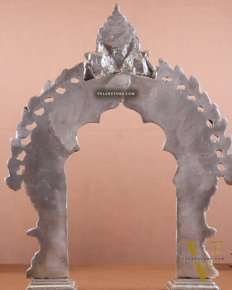 Exquisite Brass Standing Prabhavali Arch Frame 17 inch silver plated