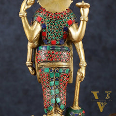 Exquisite Brass Standing satyanarayan Vishnu Statue on Lotus Base - 12.5 Inches