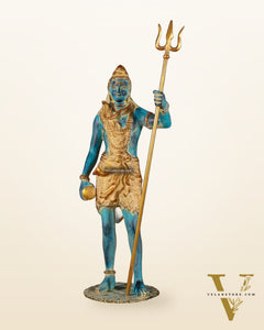 Exquisite Brass Standing Shiva Statue | 18" Height blue finish