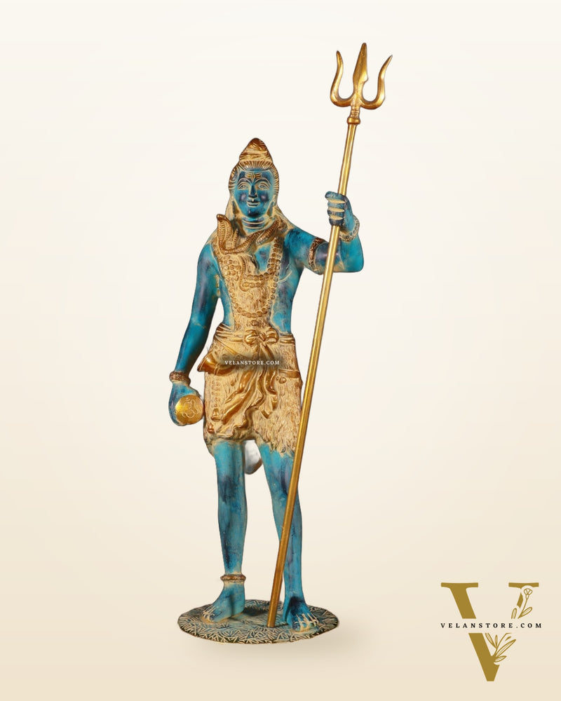 Exquisite Brass Standing Shiva Statue | 18" Height blue finish