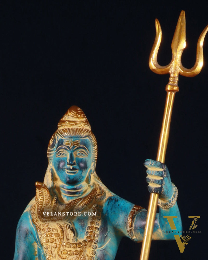 Exquisite Brass Standing Shiva Statue | 18" Height blue finish
