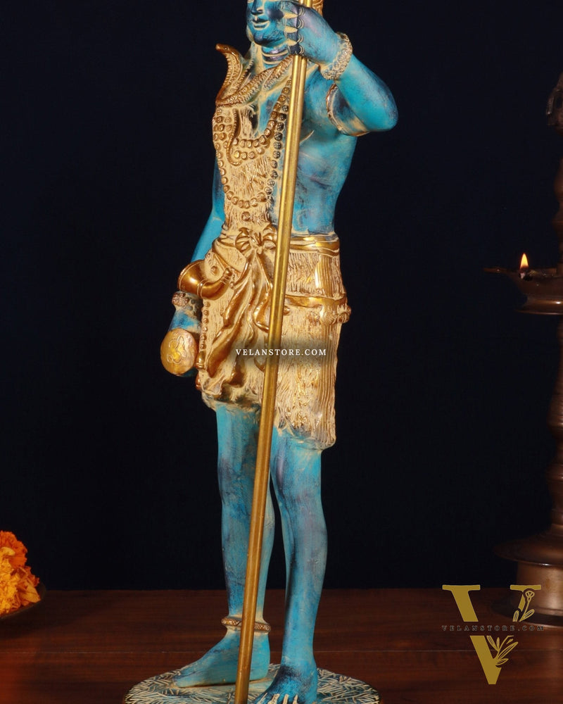 Exquisite Brass Standing Shiva Statue | 18" Height blue finish
