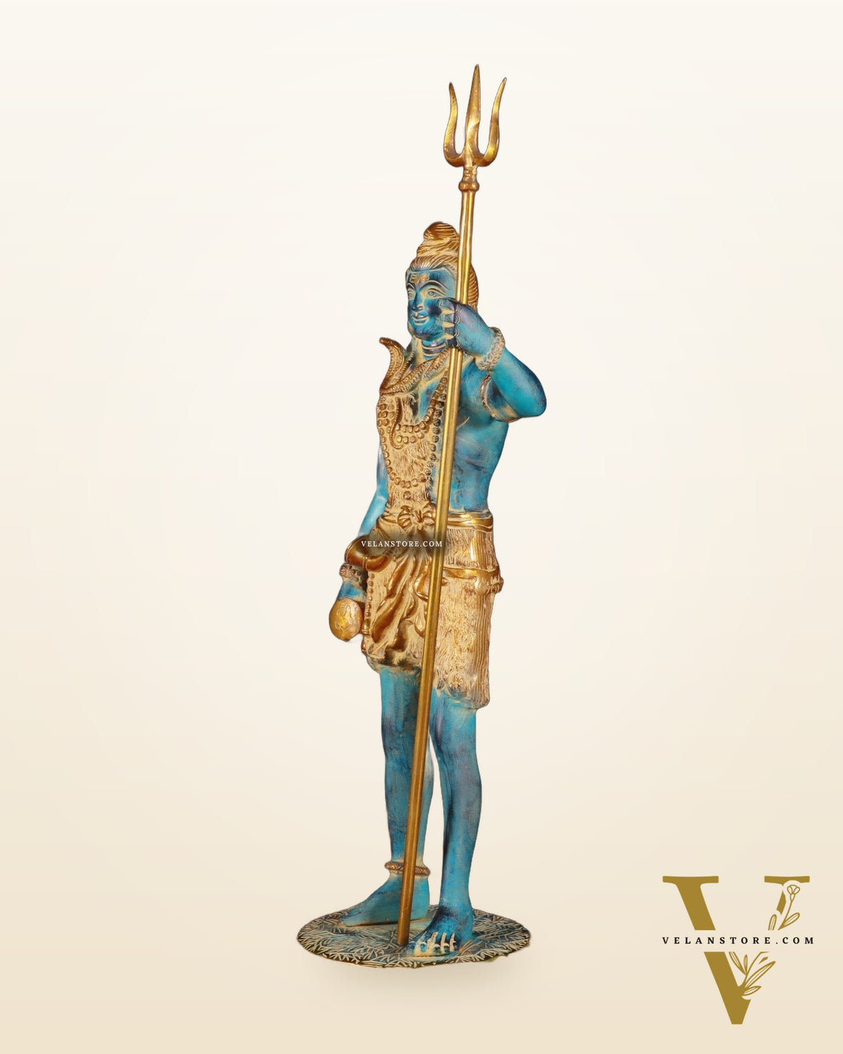 Exquisite Brass Standing Shiva Statue | 18" Height blue finish