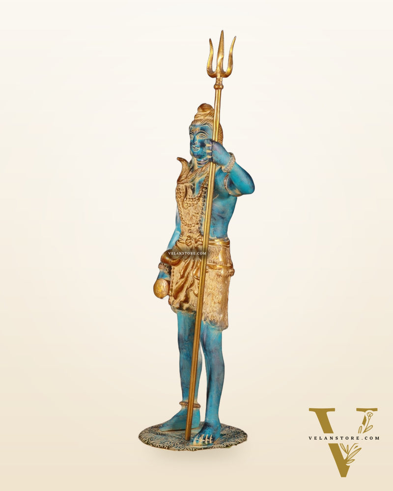 Exquisite Brass Standing Shiva Statue | 18" Height blue finish