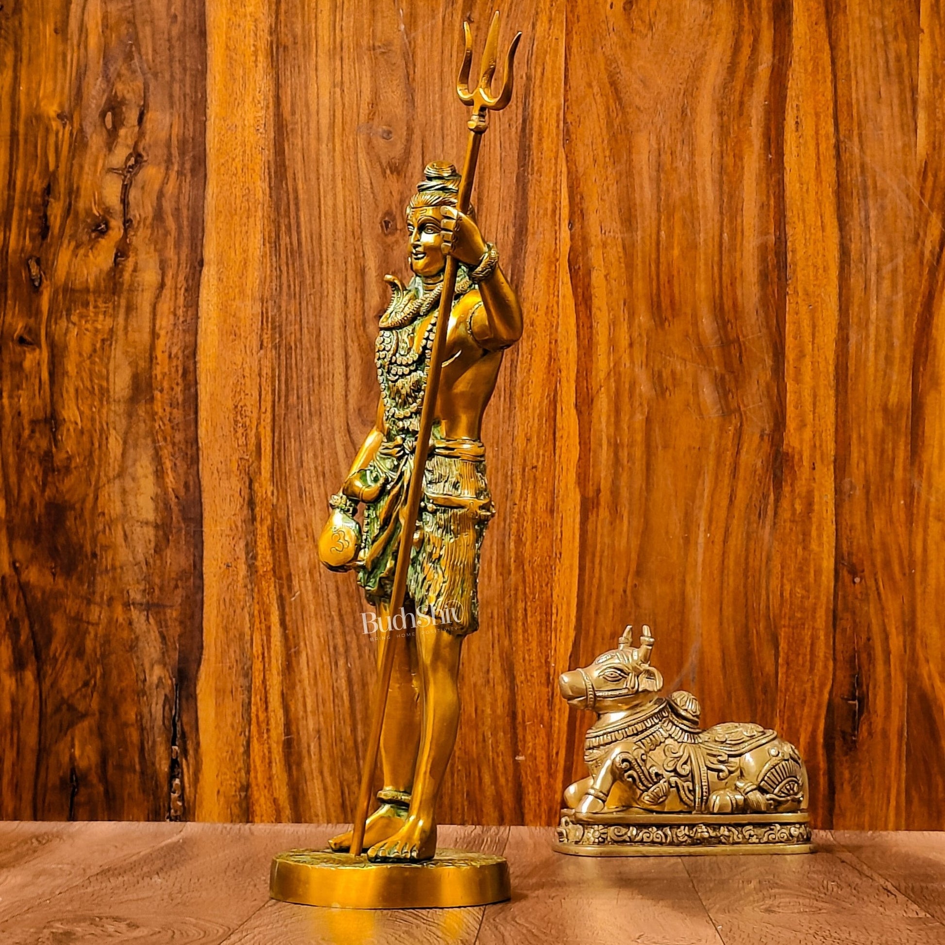 Exquisite Brass Standing Shiva Statue | 18" Height | Fine Quality | Antique Gold Finish