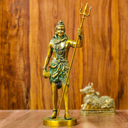 Exquisite Brass Standing Shiva Statue | 18" Height | Fine Quality | Antique Gold Finish