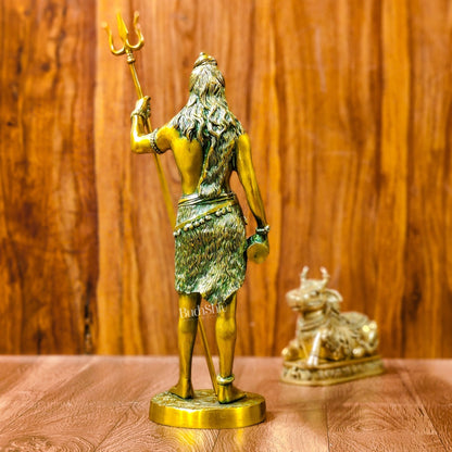 Exquisite Brass Standing Shiva Statue | 18" Height | Fine Quality | Antique Gold Finish