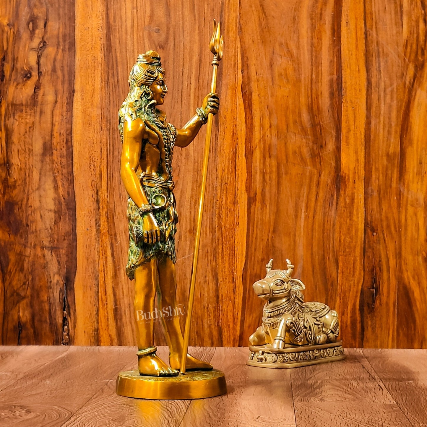 Exquisite Brass Standing Shiva Statue | 18" Height | Fine Quality | Antique Gold Finish