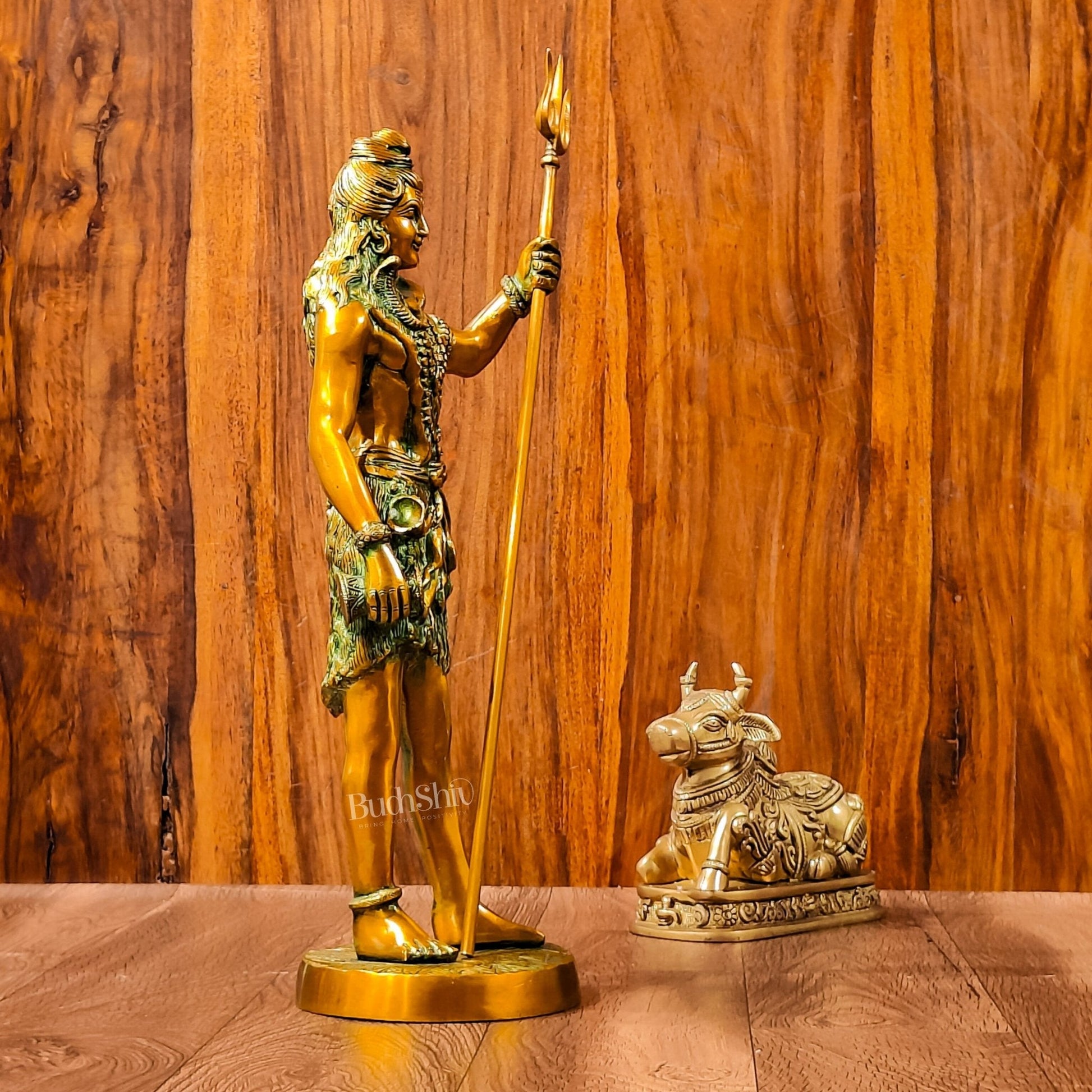 Exquisite Brass Standing Shiva Statue | 18" Height | Fine Quality | Antique Gold Finish