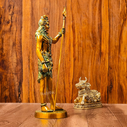 Exquisite Brass Standing Shiva Statue | 18" Height | Fine Quality | Antique Gold Finish