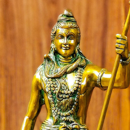 Exquisite Brass Standing Shiva Statue | 18" Height | Fine Quality | Antique Gold Finish