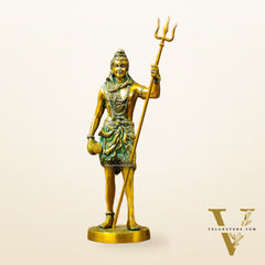 Exquisite Brass Standing Shiva Statue | 18" Height | Fine Quality | Antique Gold Finish