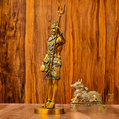 Exquisite Brass Standing Shiva Statue | 18" Height | Fine Quality | Antique Gold Finish
