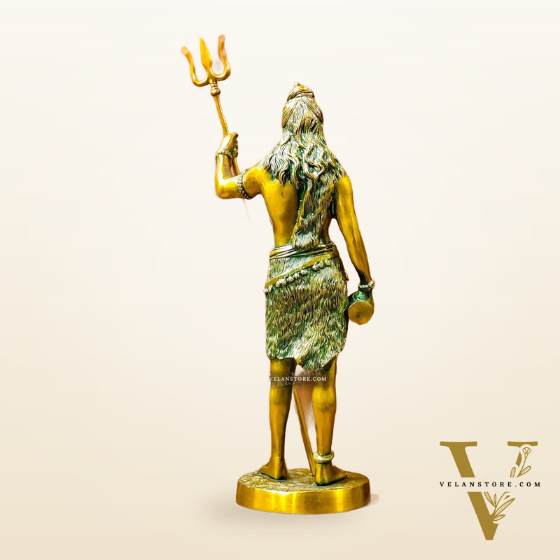 Exquisite Brass Standing Shiva Statue | 18" Height | Fine Quality | Antique Gold Finish