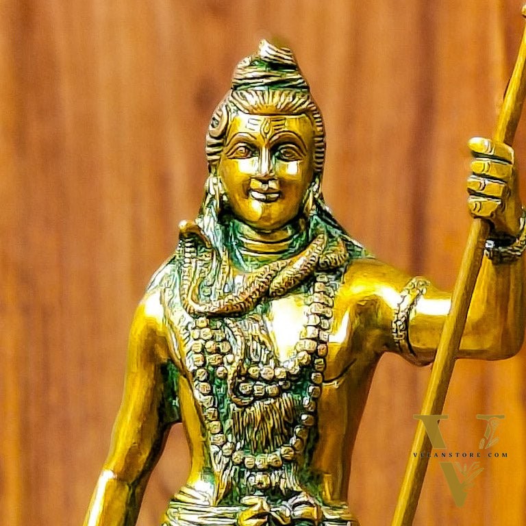 Exquisite Brass Standing Shiva Statue | 18" Height | Fine Quality | Antique Gold Finish